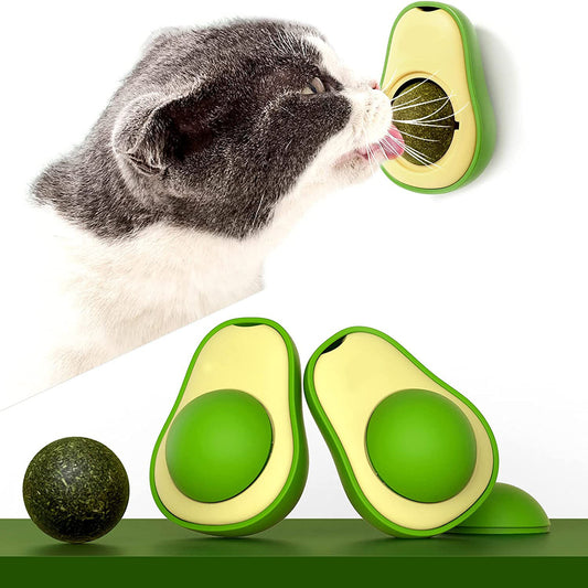 Avocado Shaped Wall Ball Licking Toy, with Catnip and Gall Fruit Inserts