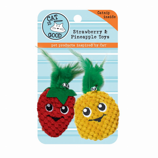 CIG Strawberry & Pineapple Cat Toy 2-Pack - American Made Interactive Pet Toy