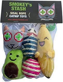 Smokey's Stash Catnip Toys - Avocado, Banana & Sisal Rope | Premium Stuffed Catnip Cat Toys - American Made Product