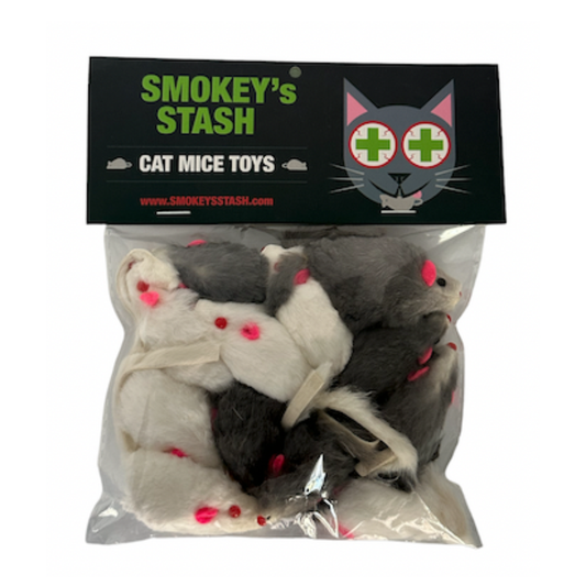 Smokey's Stash Rabbit Fur Mouse Cat Toy Pack - American Made Pet Supplies for Hours of Play