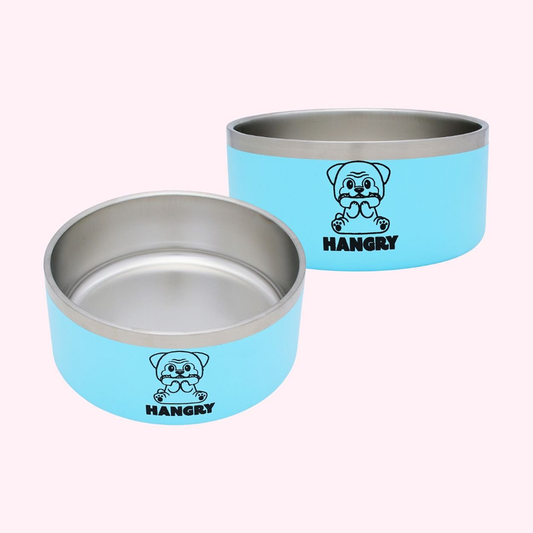 Hangry Blue Food Bowl - American Made Stainless Steel Dog Bowl