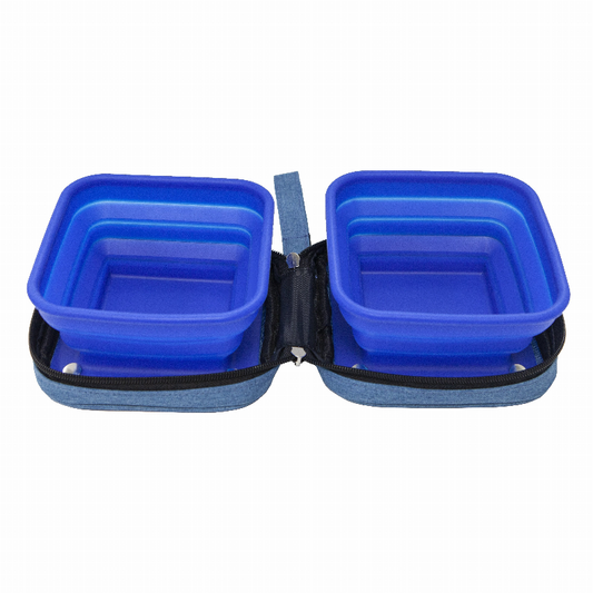 Petique Portabowl: Collapsible Dual Pet Food and Water Bowl Set - American Made Product